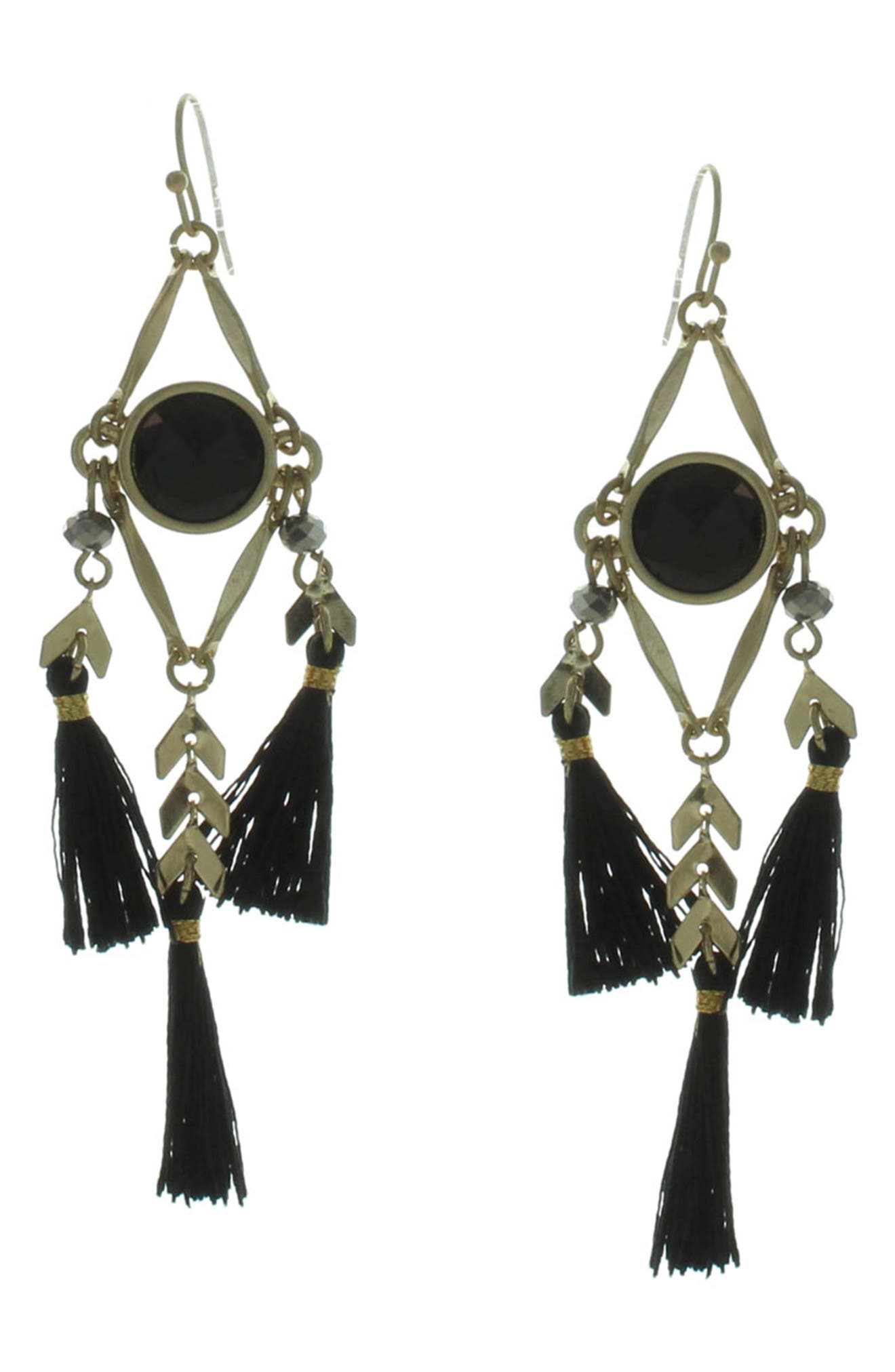 OLIVIA WELLES Burnished Tassel Drop Earrings