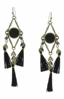 OLIVIA WELLES Burnished Tassel Drop Earrings