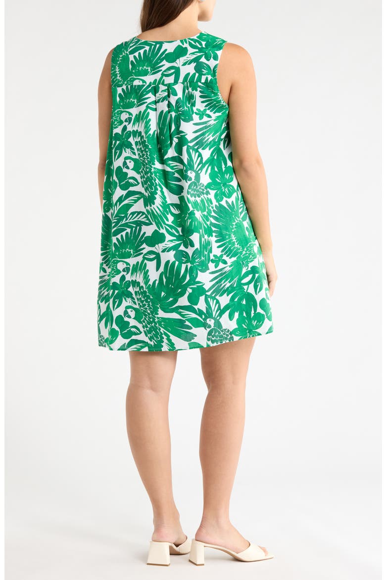 Masey Tropical Lerry Cotton Shift Minidress, Alternate, color, WHITE-GREENS