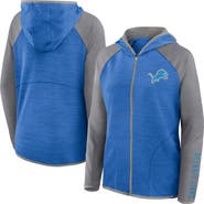 FANATICS Women's Fanatics Blue/Gray Detroit Lions Redzone End Around Pass Raglan Full-Zip Hoodie