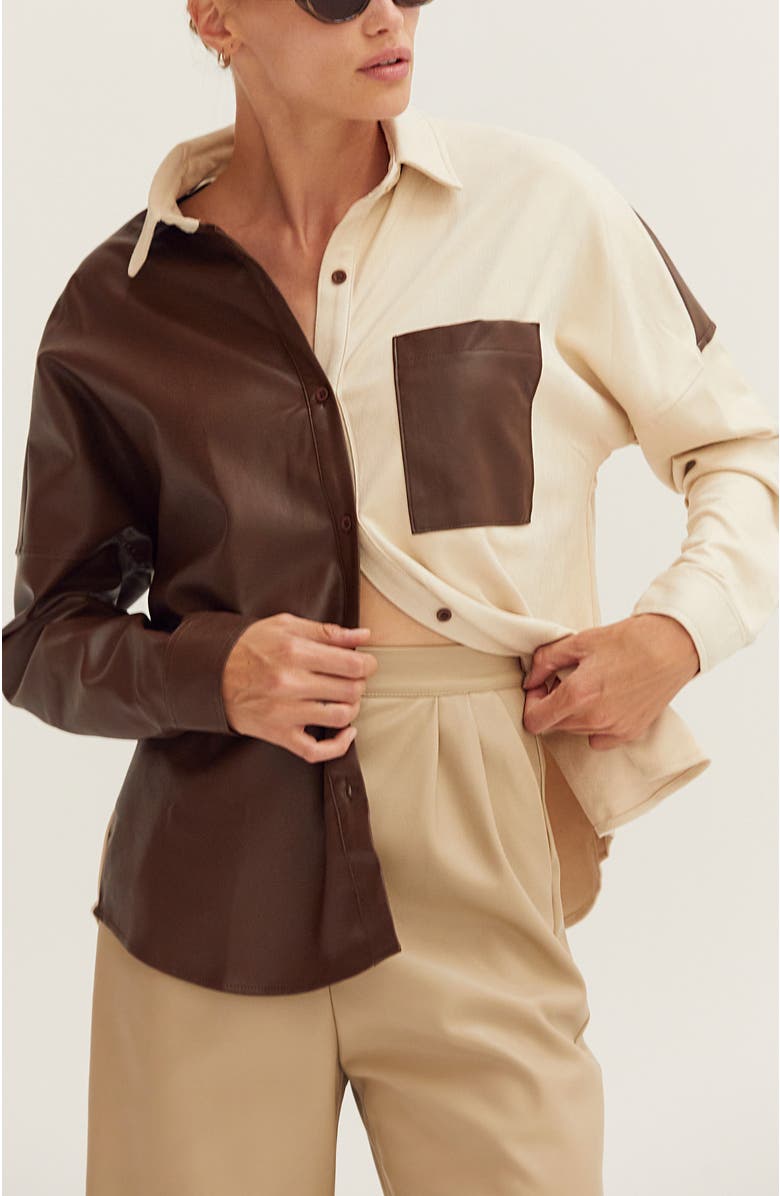 CRESCENT Mixed-Media Shirt, Main, color,