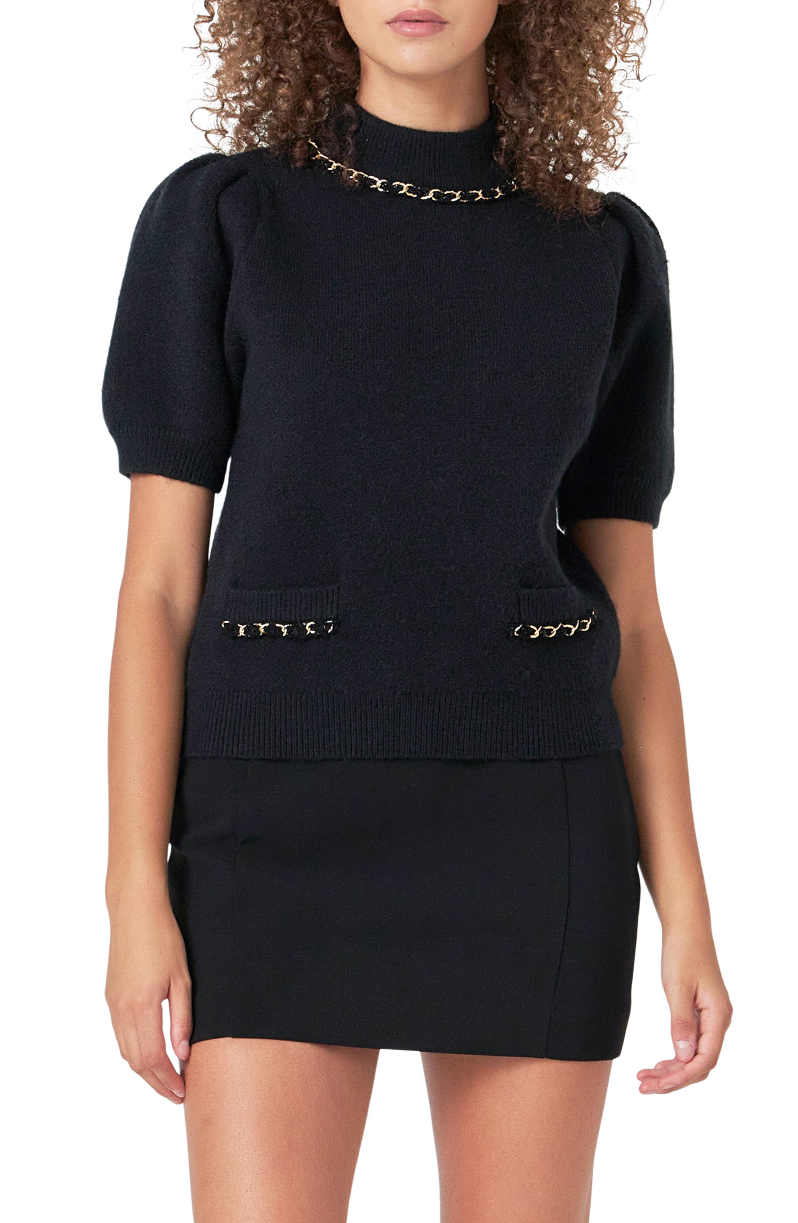 black puff sleeve turtleneck
