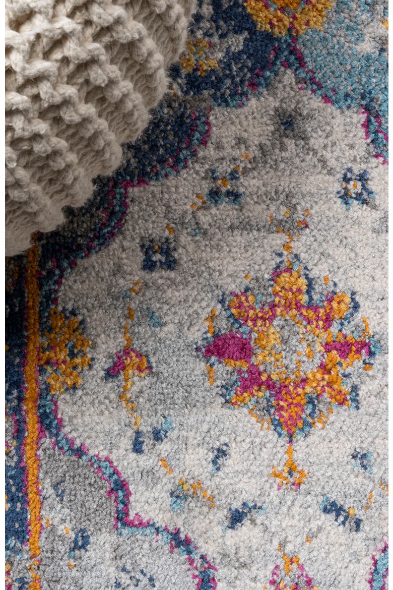 Kirman Bohemian Medallion Area Rug, Alternate, color, Light Gray/Blue/Orange