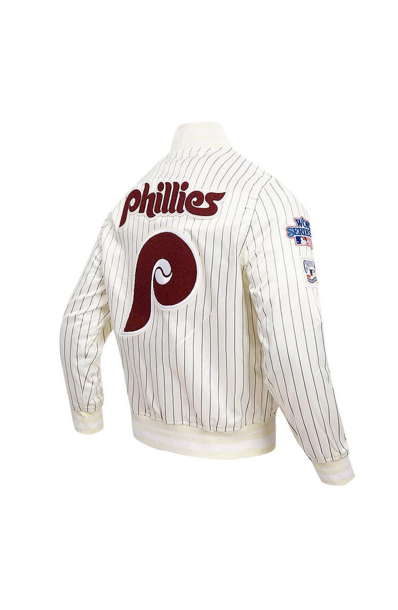 PRO STANDARD Men's Pro Standard Cream Philadelphia Phillies Pinstripe Retro Classic Satin Full-Snap Jacket, Alternate, color, Cream