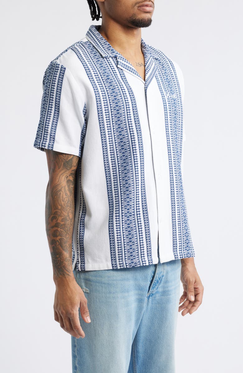 Native Youth Cedar Texture Stripe Camp Shirt, Alternate, color, 