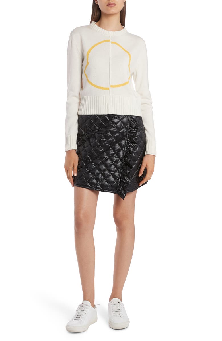 Moncler Diamond Quilted Ruffle Down Miniskirt, Alternate, color, 