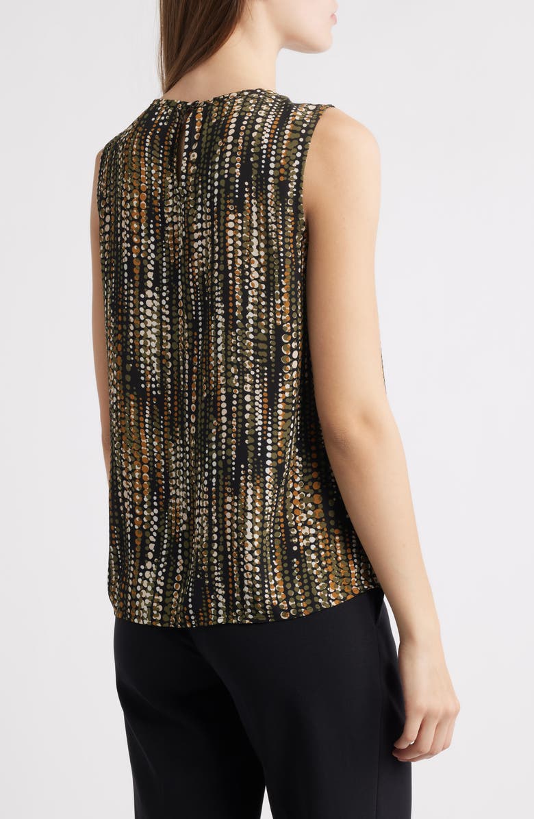Anne Klein Dot Print Pleat Neck Sleeveless Top, Alternate, color, 