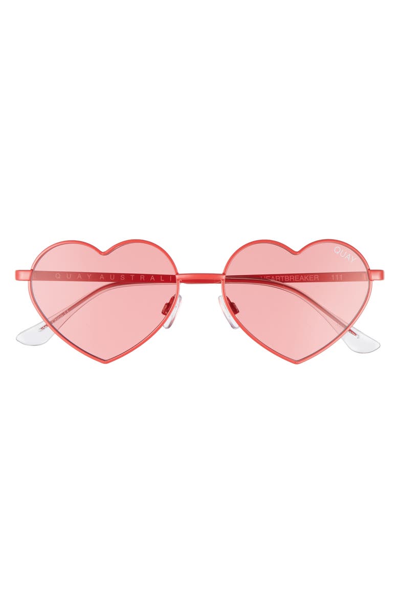 Australia 53mm Heart Breaker Heart-Shaped Sunglasses, Alternate, color, RED/ RED