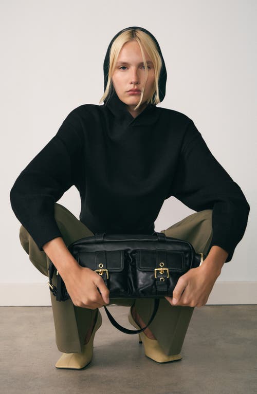 Mango Hooded Sweater In Black