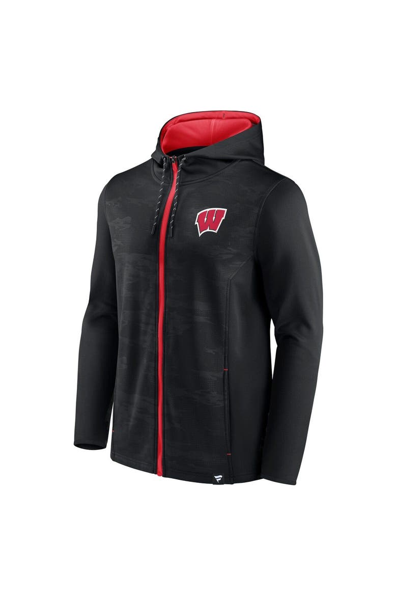 Men's Fanatics Branded Black Wisconsin Badgers Ball Carrier Full-Zip Hoodie, Alternate, color, Black
