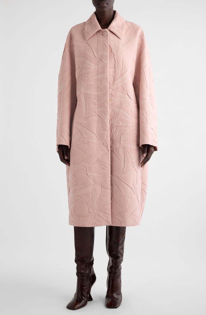 Dries Van Noten Roolsy Tonal Crinkle Jacquard Coat, Main, color,