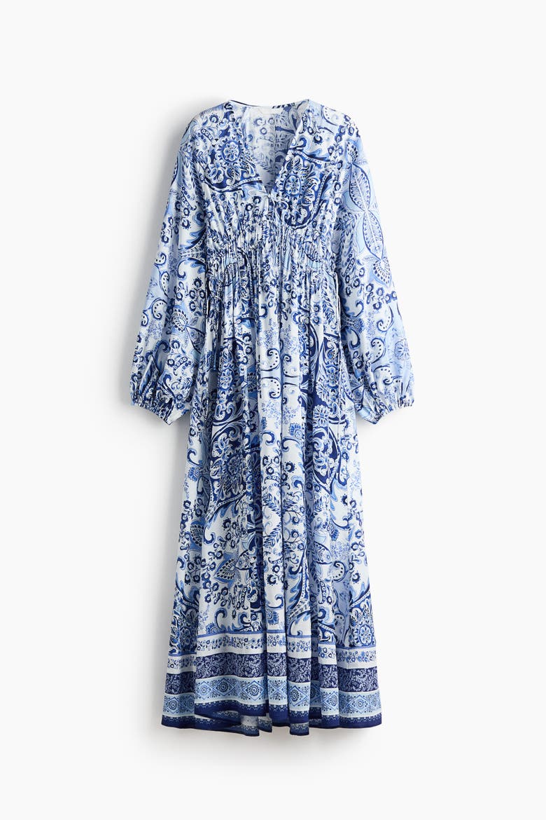 Balloon-sleeved Tunic Dress, Alternate, color, Blue/paisley