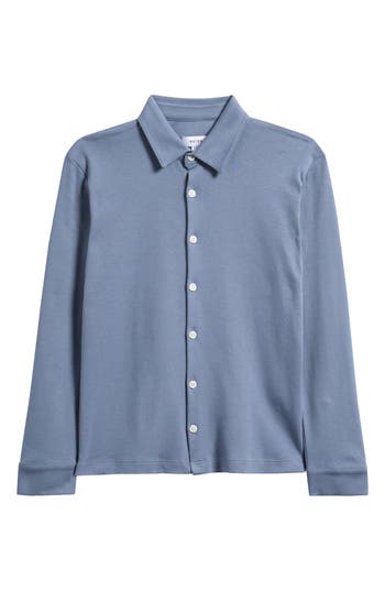 Reiss Kids' Hendon Cotton Button-up Shirt In Blue