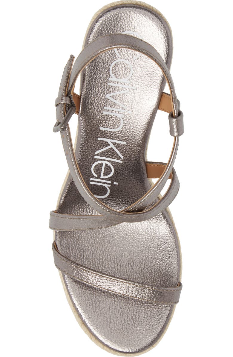 Calvin Klein Bellemine Espadrille Wedge Sandal, Alternate, color, Anthracite Leather