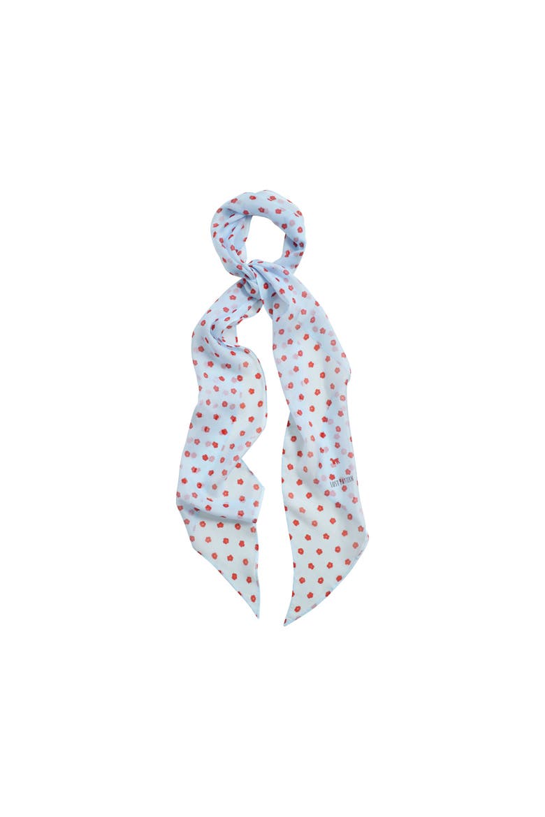 "Petal Veil" Silk Chiffon Neck Scarf, Main, color, Blue