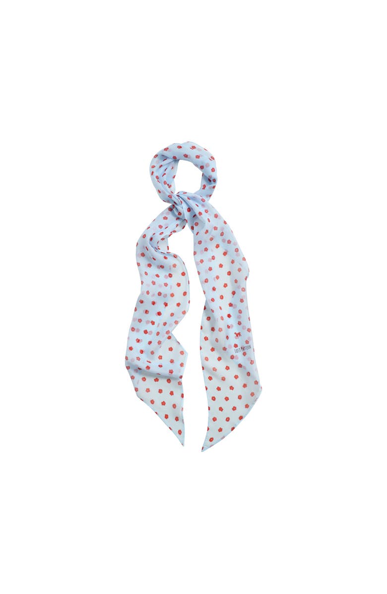 Lost Pattern "Petal Veil" Silk Chiffon Neck Scarf, Main, color, Blue