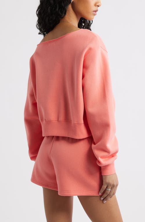 Bp. Fleece Detail Off The Shoulder Sweatshirt In Orange