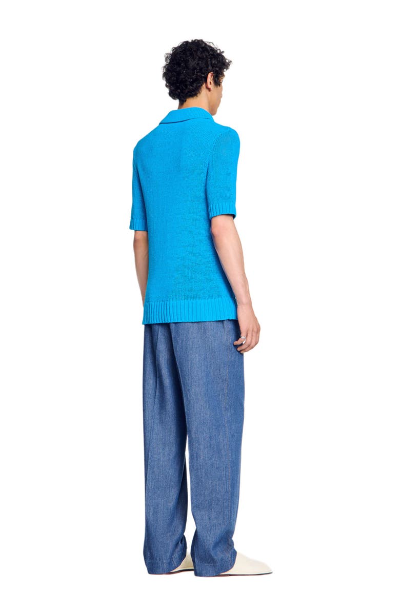 SANDRO Knit polo shirt, Alternate, color, Azur.