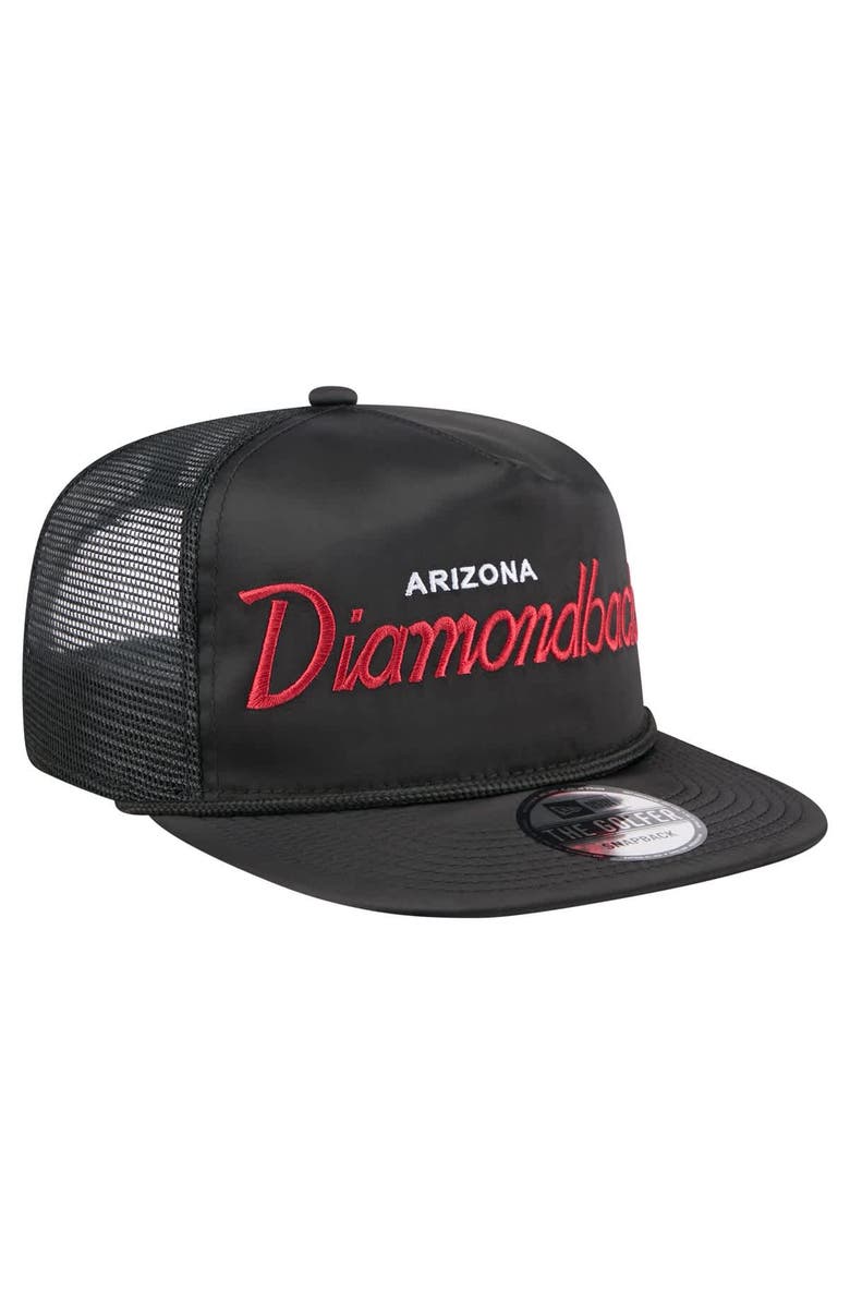 New Era Men's New Era Black Arizona Diamondbacks Retro Satin Script Golfer Adjustable Hat, Alternate, color, Black