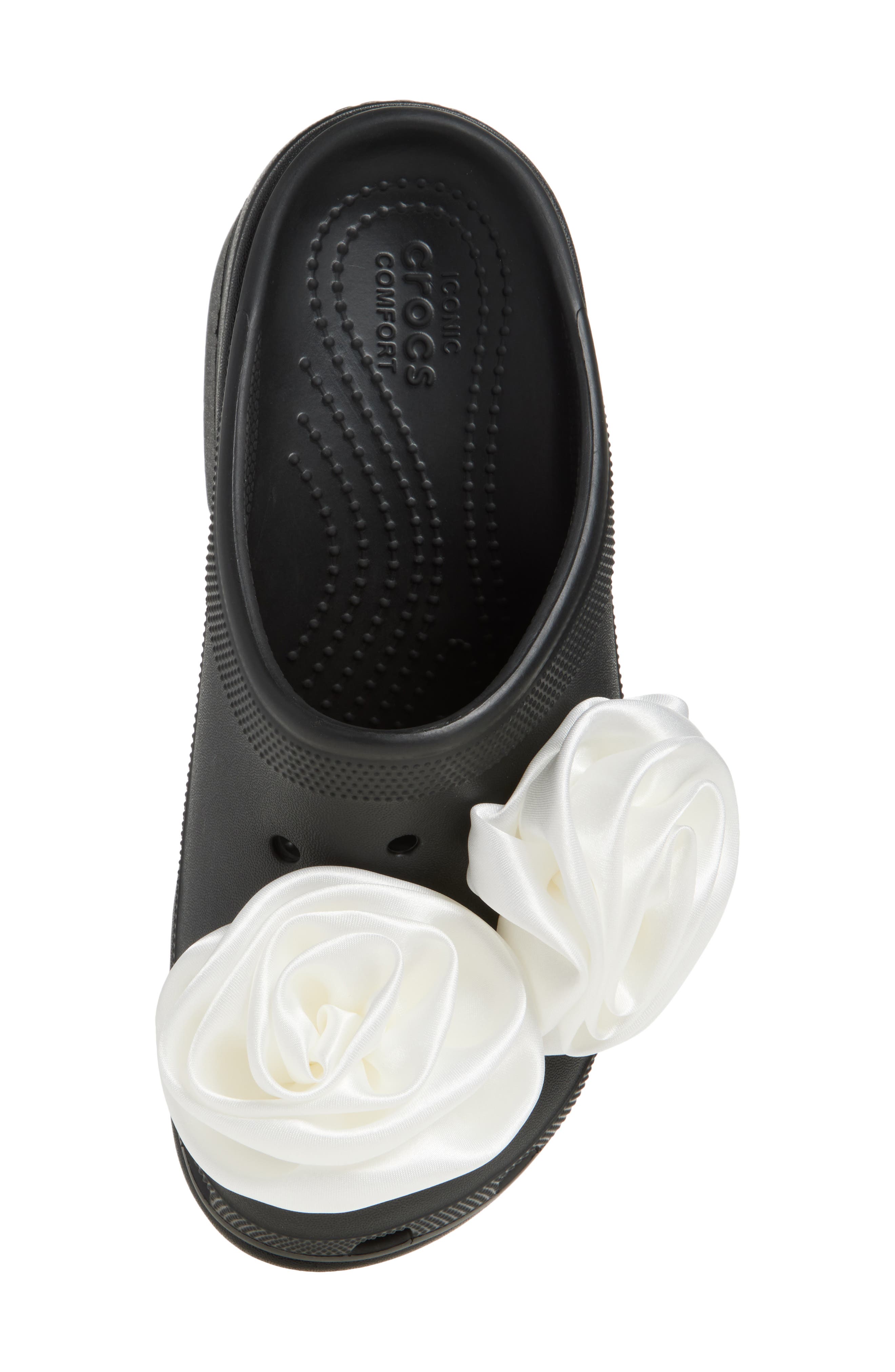 Siren Rosette Platform Clog, Alternate, color, BLACK