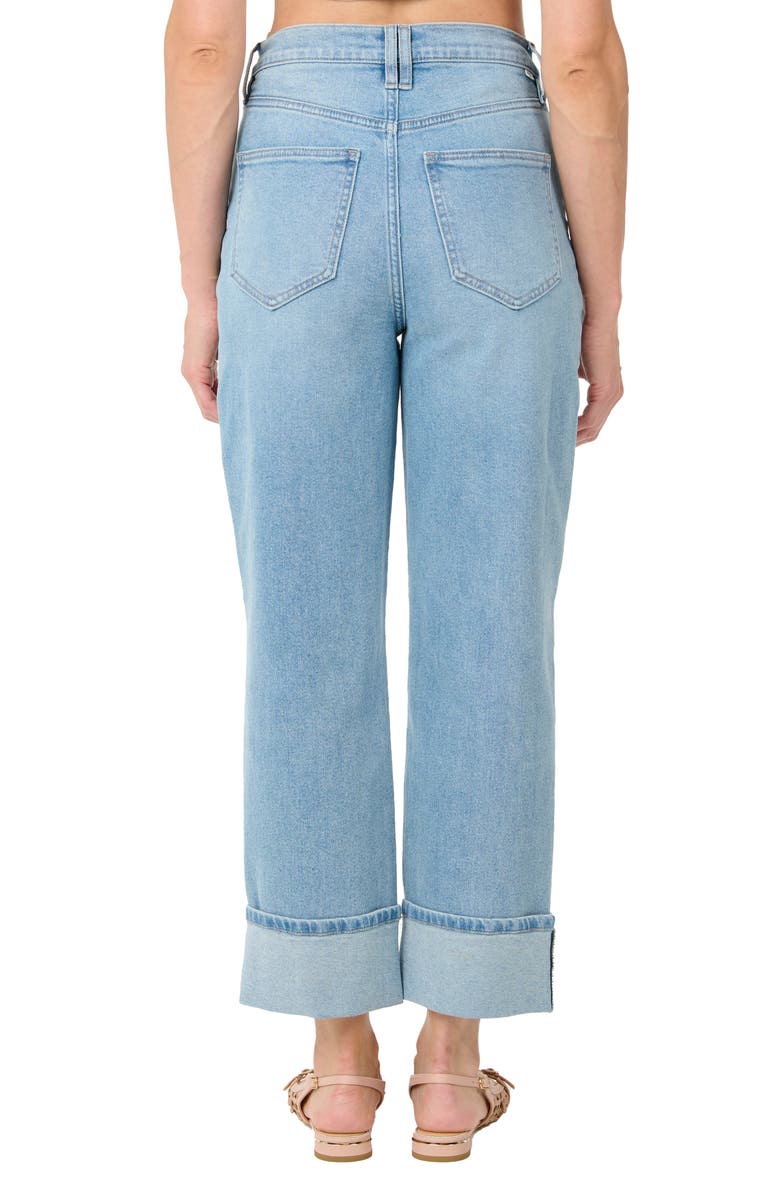 Nicole Miller High Waist Straight Leg Ankle Cuff Jeans, Alternate, color, Light Blue