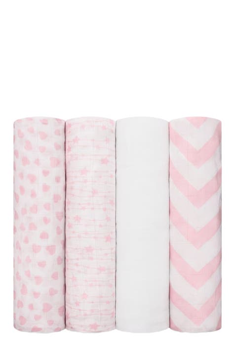 Muslin Swaddle Blankets, 4 Pack