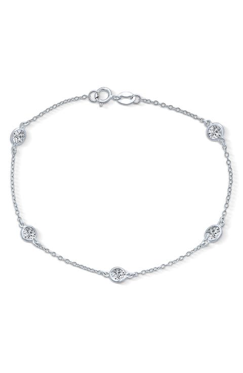Bridal Cubic Zirconia Station Anklet