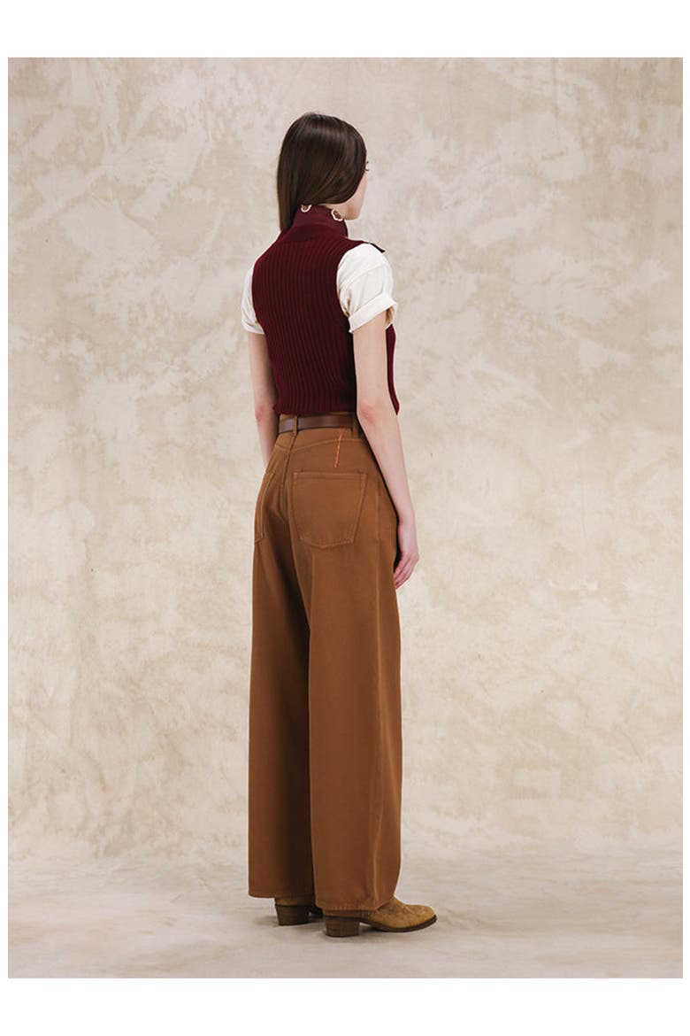 Jaron Wide Leg Wool Trousers, Alternate, color, Dark Brown