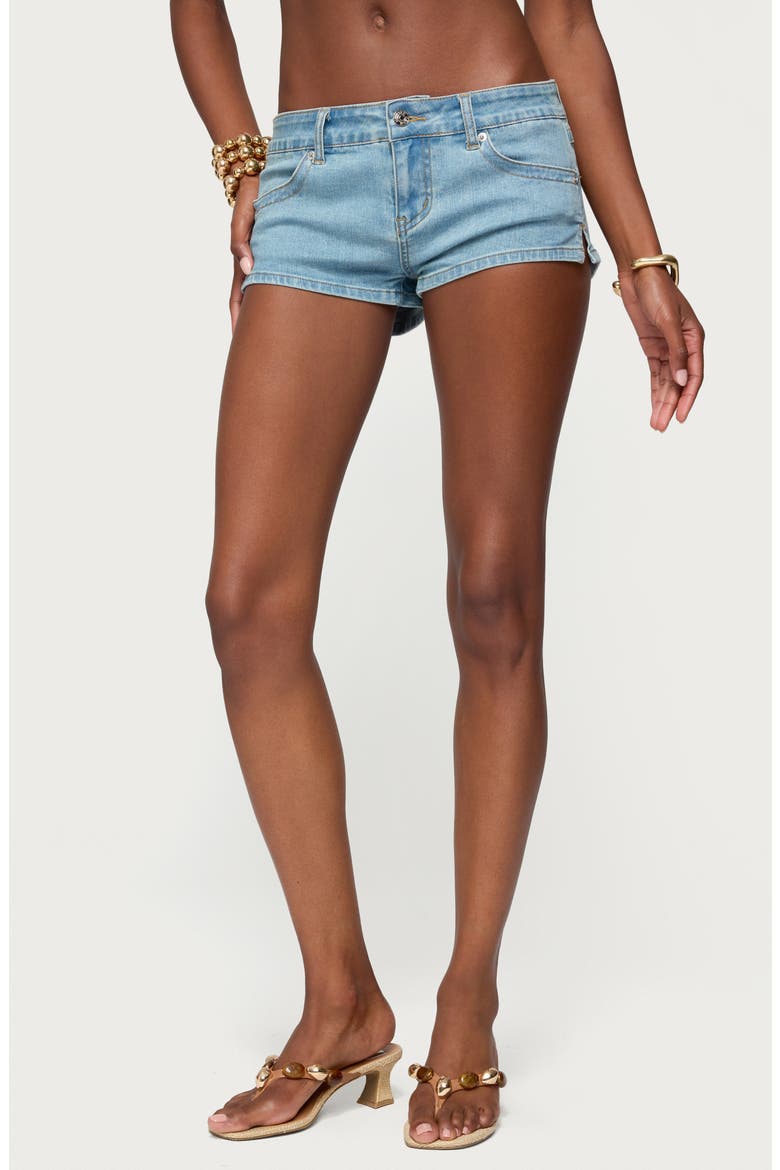 Jagger Low Rise Denim Shorts, Main, color, LIGHT-BLUE