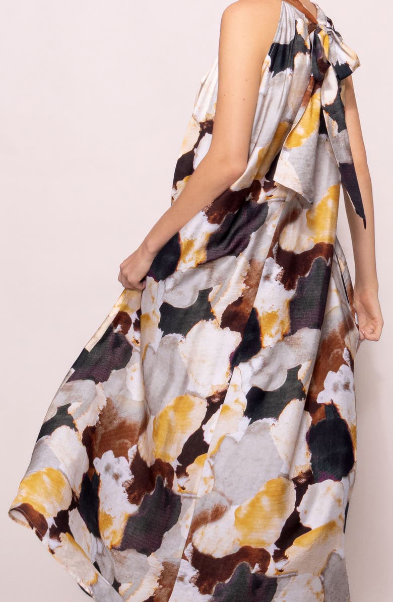 MELLODAY High Neck Maxi Dress, Alternate, color, Saffron Multi