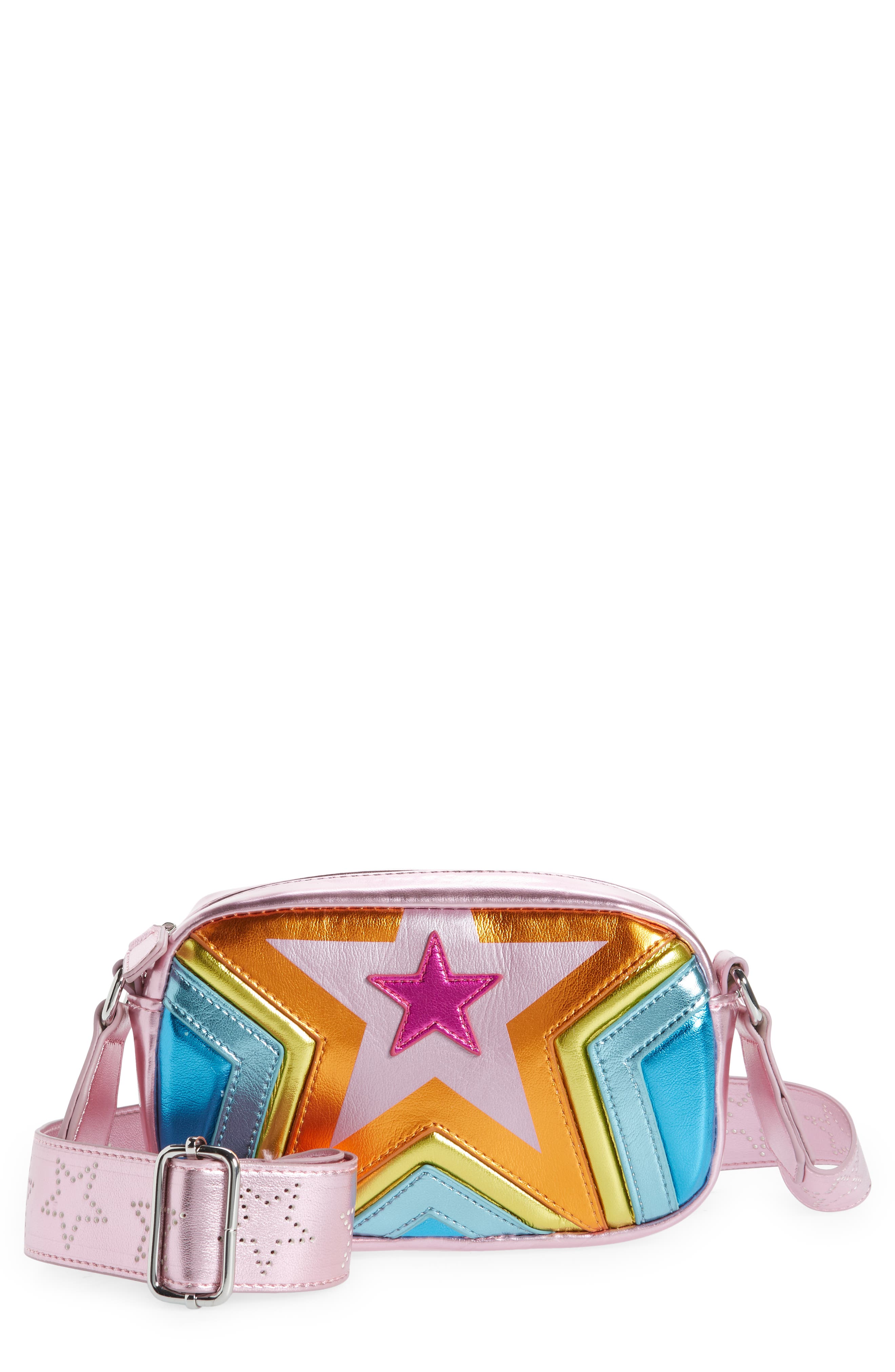 Stella McCartney Kids Quilted Star Faux Leather Shoulder Bag, Main, color, 