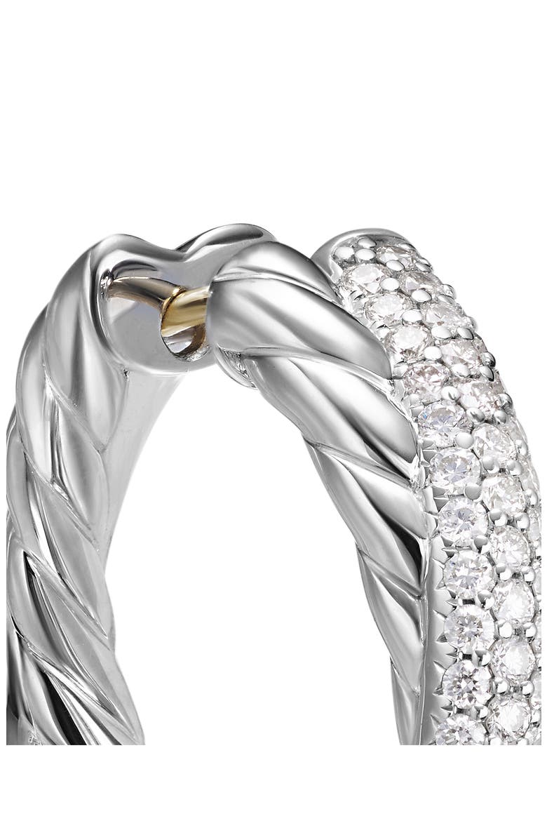 Crossover Hoop Earrings in Sterling Silver with Diamonds, 22.4mm, Alternate, color, STERLING SILVER