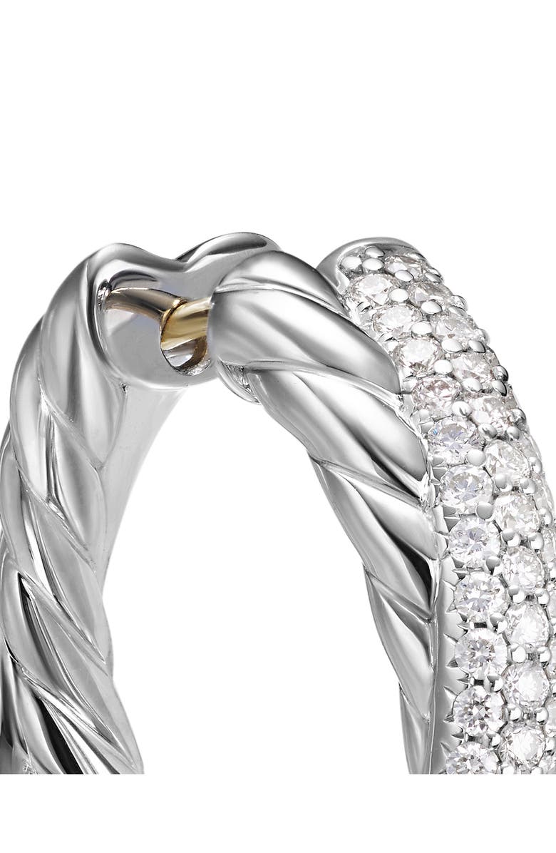 David Yurman Crossover Hoop Earrings in Sterling Silver with Diamonds, 22.4mm, Alternate, color, Sterling Silver