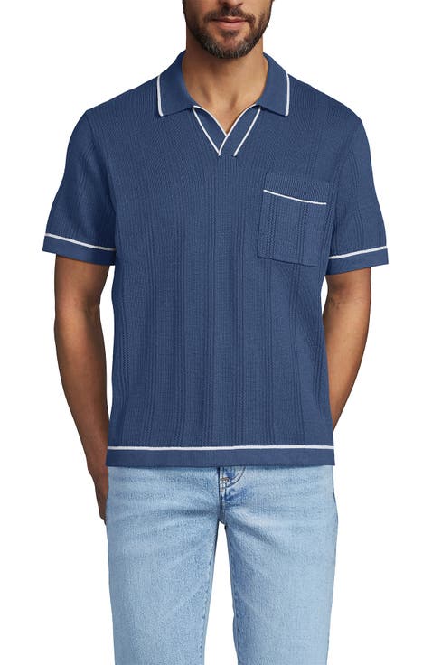 Short Sleeve Textured Tipped Sweater Polo