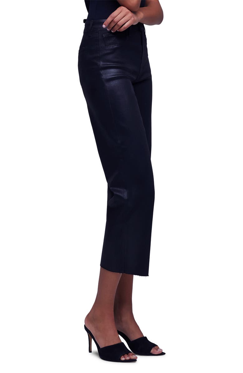 L'AGENCE Wanda High Waist Crop Wide Leg Pants, Alternate, color, Noir Coated