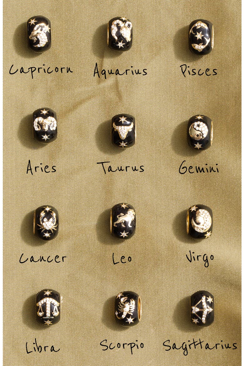 Zodiac Ceramic & Diamond Bead Charm, Alternate, color, YELLOW GOLD - CAPRICORN