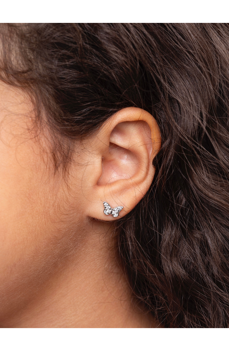 Mia Belle Girls Sterling Silver Pink Daisy Stud Earrings, Alternate, color, Silver