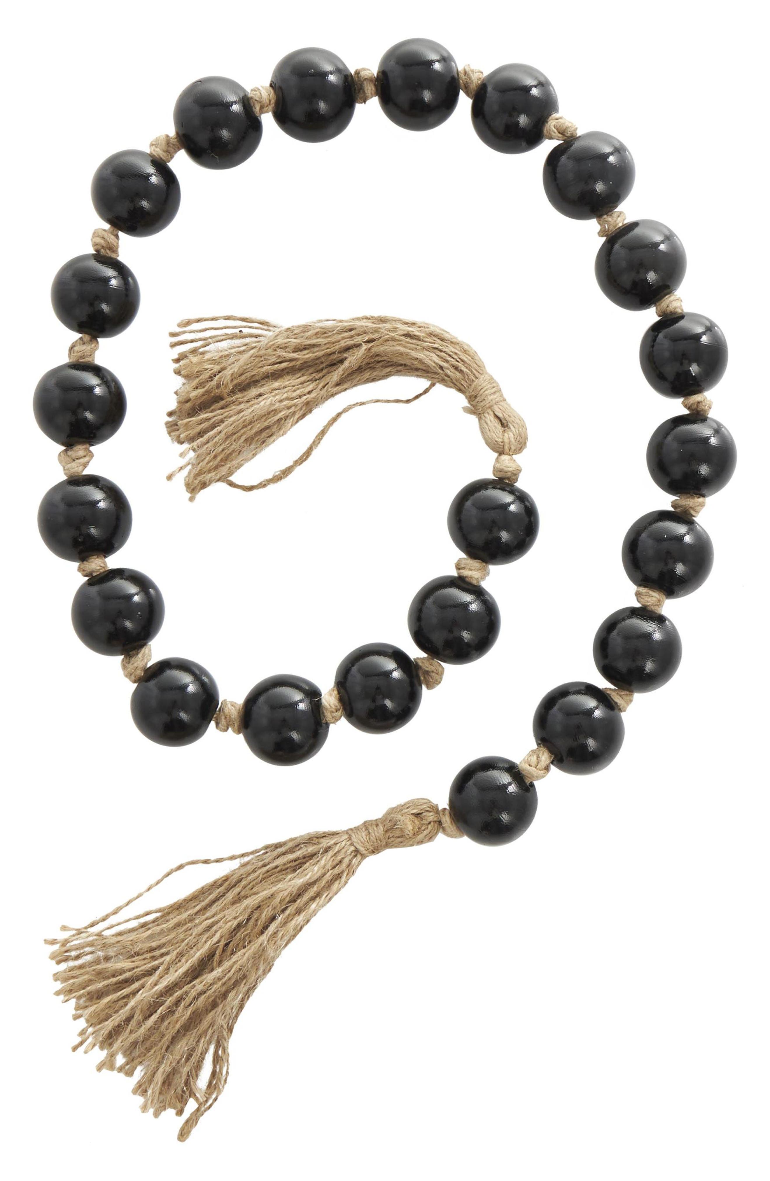 WILLOW ROW Black Glass & Tassel Garland