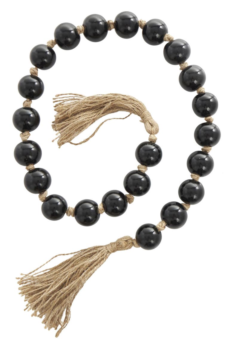 Black Glass & Tassel Garland, Main, color, BLACK