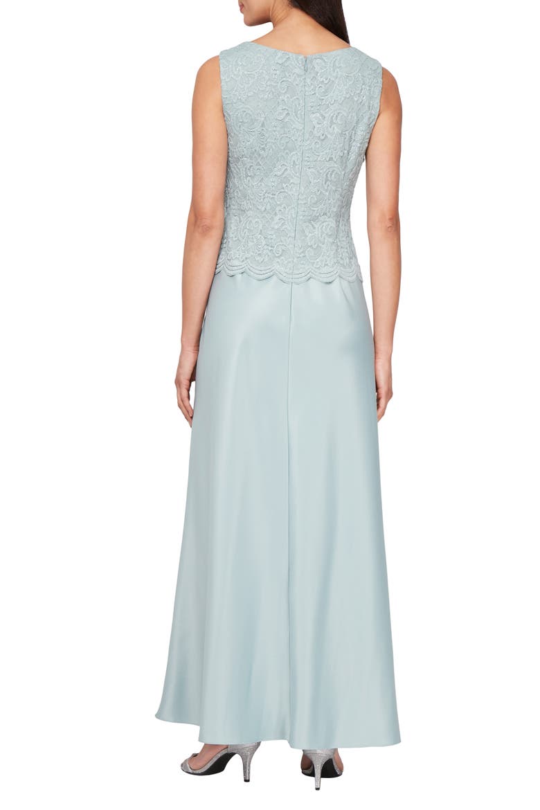 Embroidered Lace Mock Two-Piece Gown with Jacket, Alternate, color, ICE SAGE