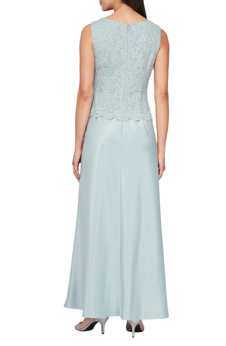 Alex Evenings Embroidered Lace Mock Two-Piece Gown with Jacket, Alternate, color, Ice Sage