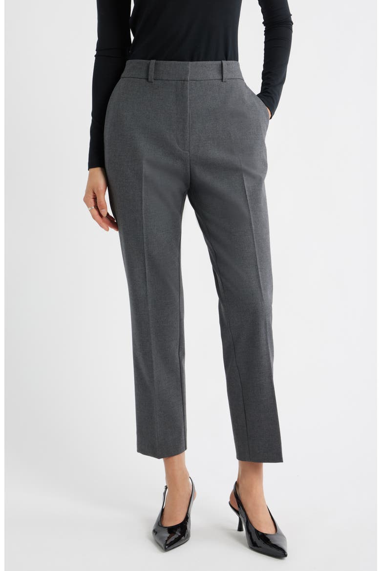 The Lena Slim Cropped Trousers, Main, color, GREY DARK HEATHER