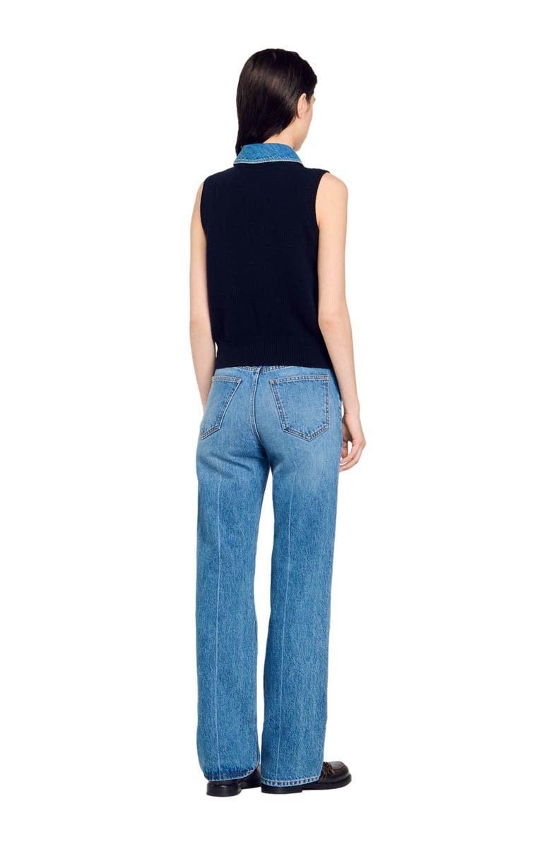 SANDRO Sweater with removable collar, Alternate, color, 