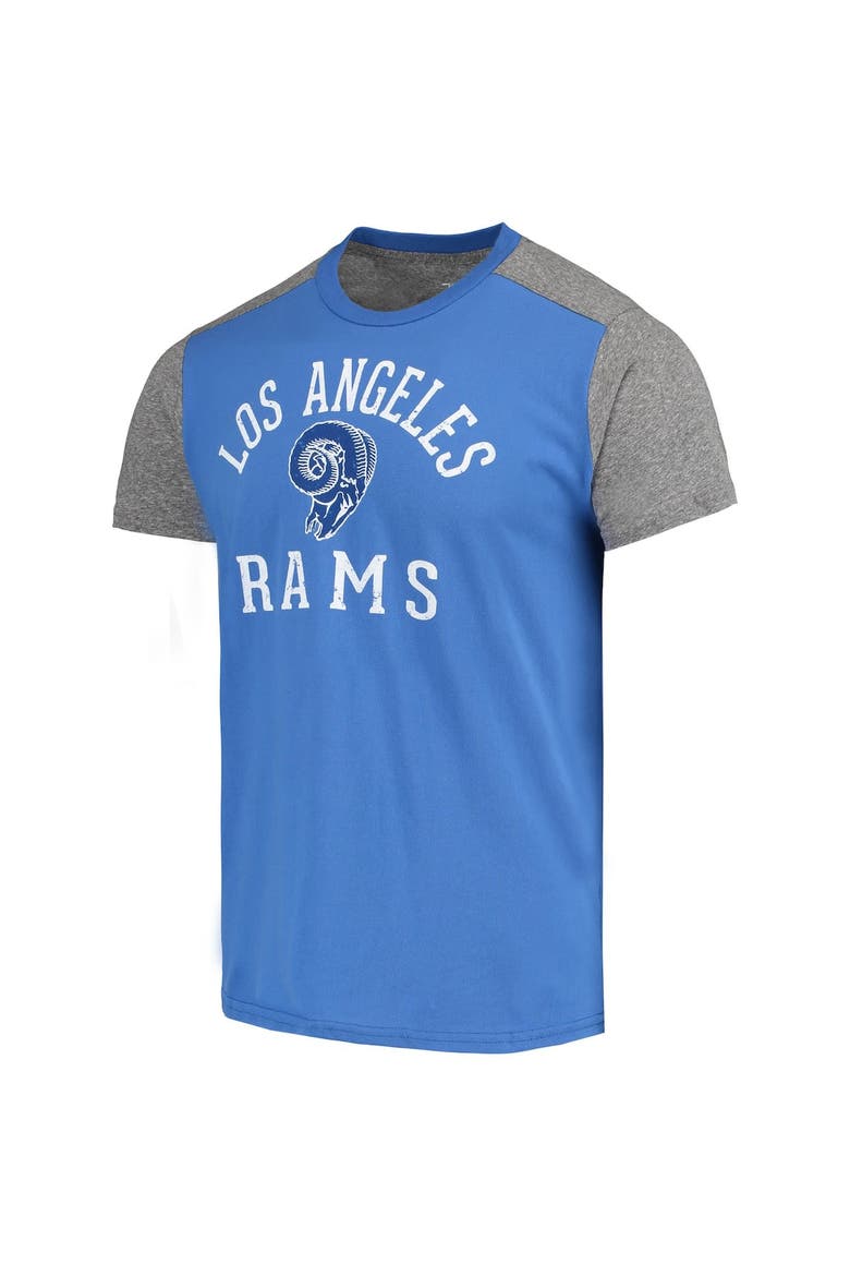 Men's Majestic Threads Royal/Heathered Gray Los Angeles Rams Gridiron Classics Field Goal Slub T-Shirt, Alternate, color, Royal