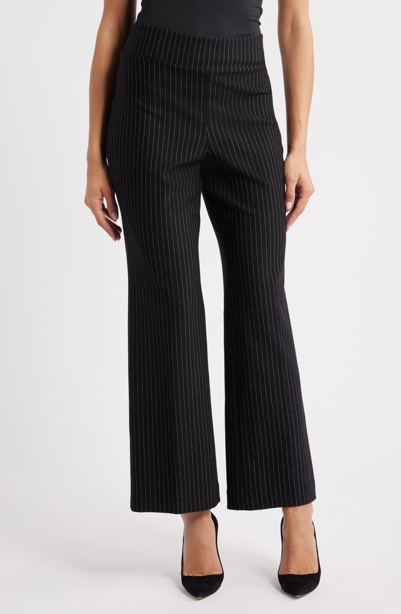Anne Klein Pull-On Wide Leg Trousers, Main, color, Anne Black/ White Dove