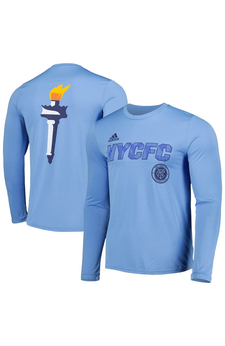 adidas Men's adidas Sky Blue New York City FC Jersey Hook AEROREADY Long Sleeve T-Shirt, Main, color, 