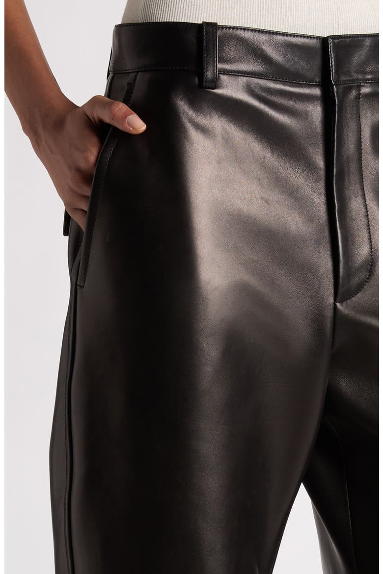 Rounded Leg Lambskin Leather Pants, Alternate, color, 1000 BLACK