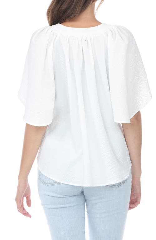 Rain And Rose V-neck Flutter Sleeve Top In White