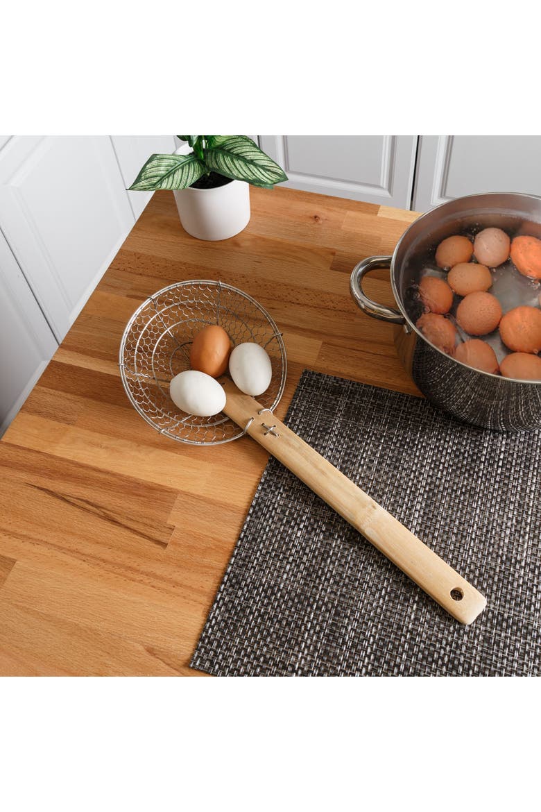 Stainless Steel Spider Strainer, 7-Inch, Alternate, color, Bamboo
