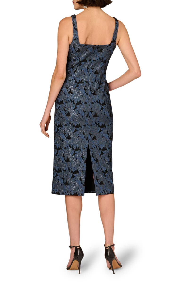 Aidan Mattox Metallic Floral Jacquard Cocktail Midi Dress, Alternate, color, 